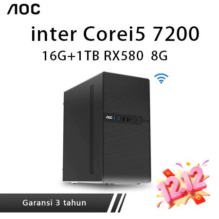 AOC Intel I3 I5 I7 PC Gaming Full Set Mini Komputer Desktop Cocok Untuk Kantor Bisnis Desain Grafis 