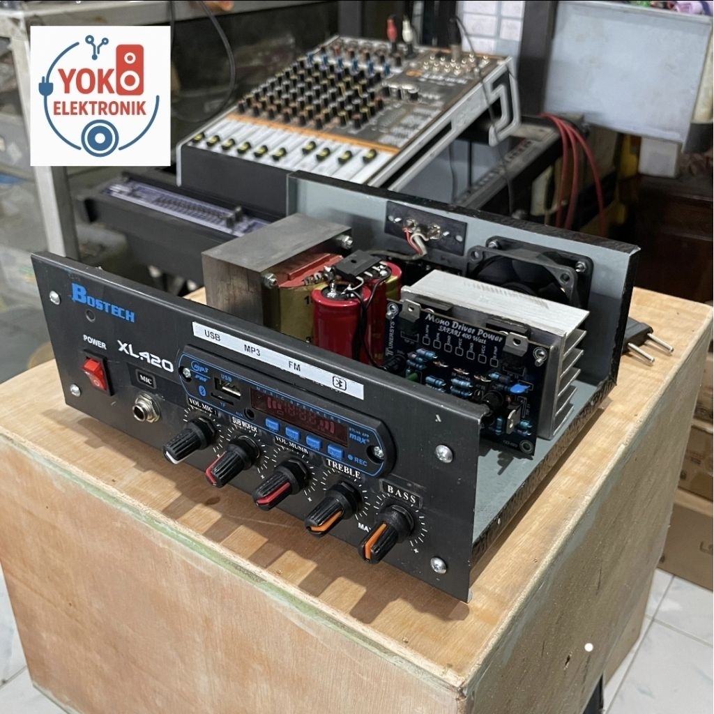 Power Amplifier Rumahan 5A Bostech Mp3 Bluetooth + mic rakitan (YOKO ELEKTRONIK) Trafo 5 Ampere CT 3