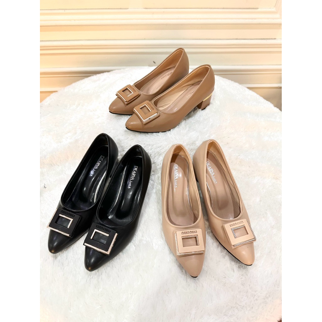 sepatu wanita Louisdear PL04 heels 5 cm bahan kulit Dove import premium