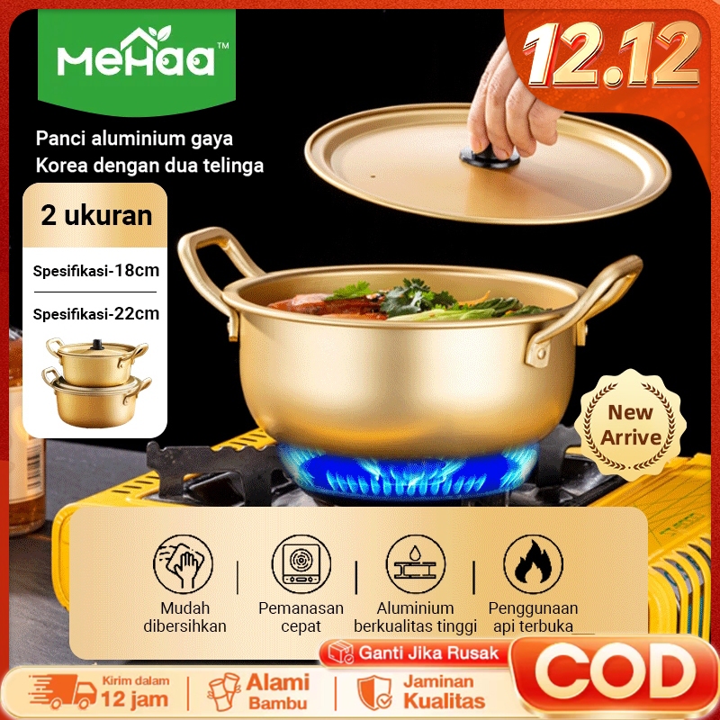 MeHaa Panci aluminium dengan dua telinga Korean Binaural Aluminium Pot mie Panci kompor induksi