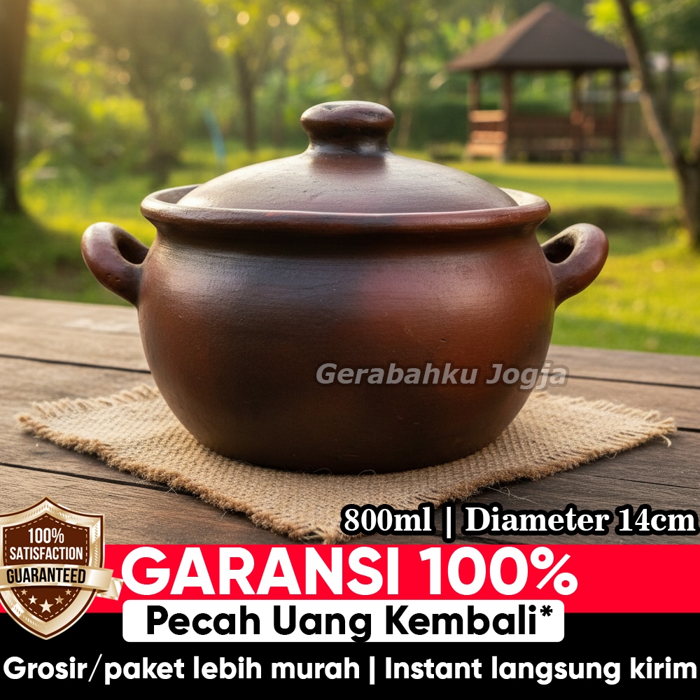 Gerabahku | Panci Gerabah Tanah Liat Buat Masak Godok Jamu Rebus Panci Kendil Sayur Diameter 14 cm K