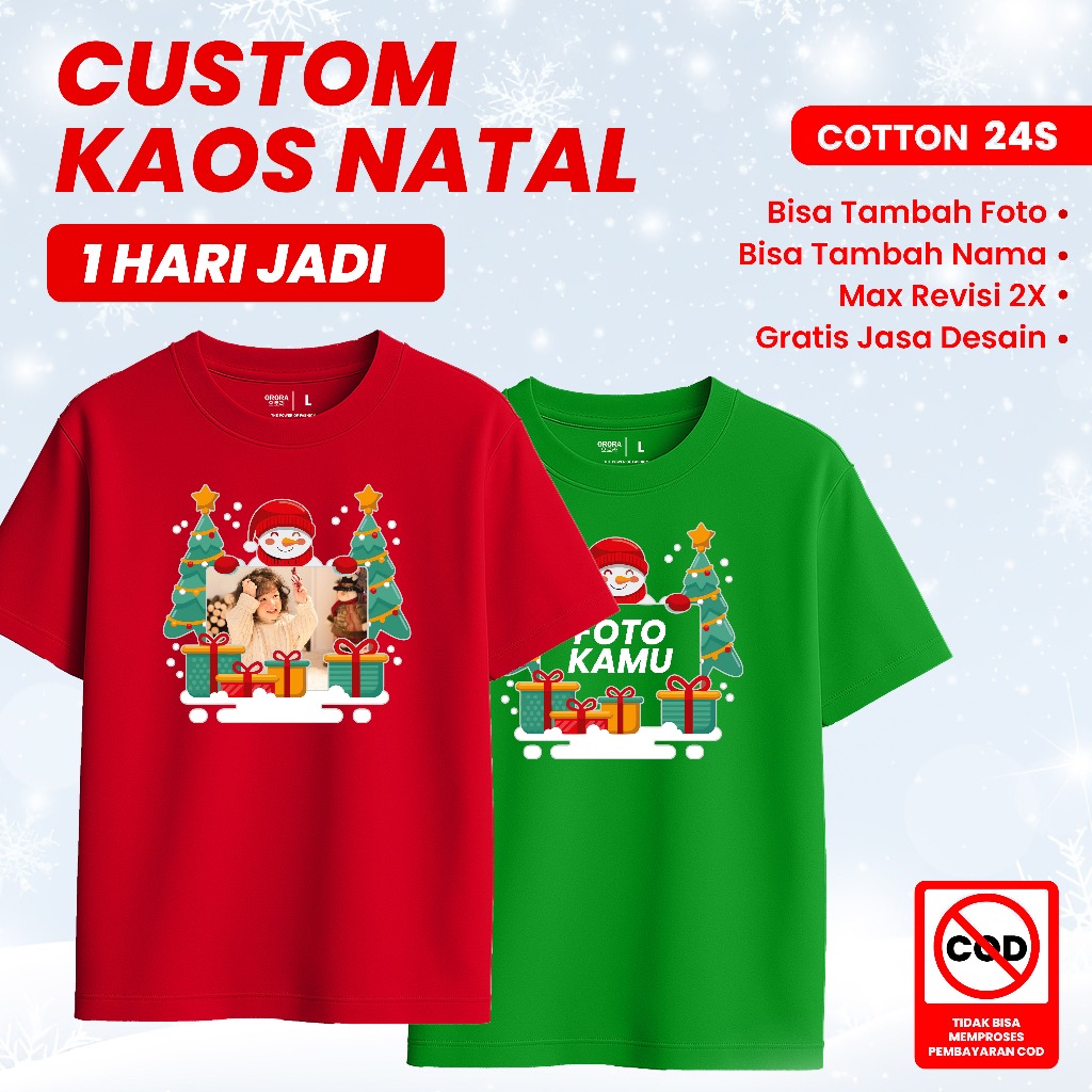 Orora Kaos Natal Lengan Pendek Distro REQUEST DAN SABLON CUSTOM Kaos Christmas - OCN 2