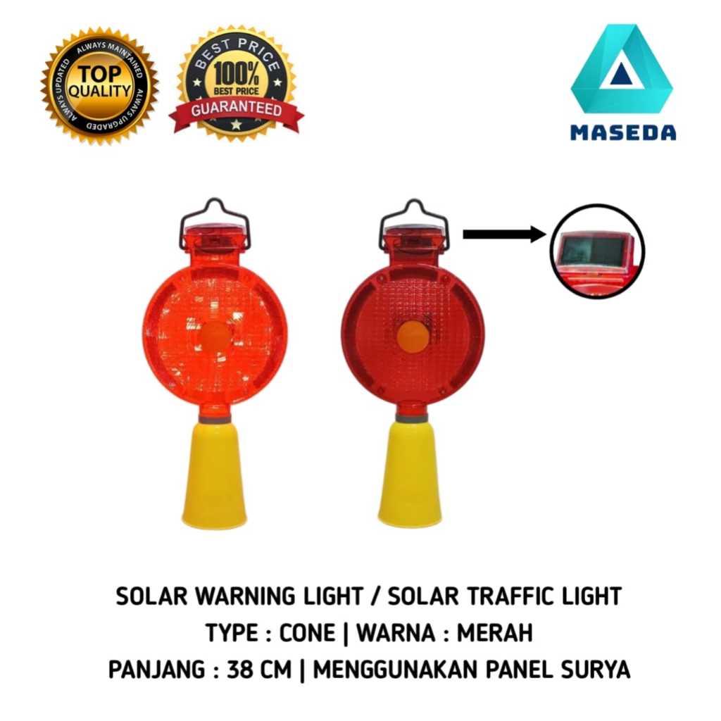 Solar Warning Light Traffic Cone Traffic Cone Lamp Merah Red  Lampu SOLAR Tombol on off Warning Ligh