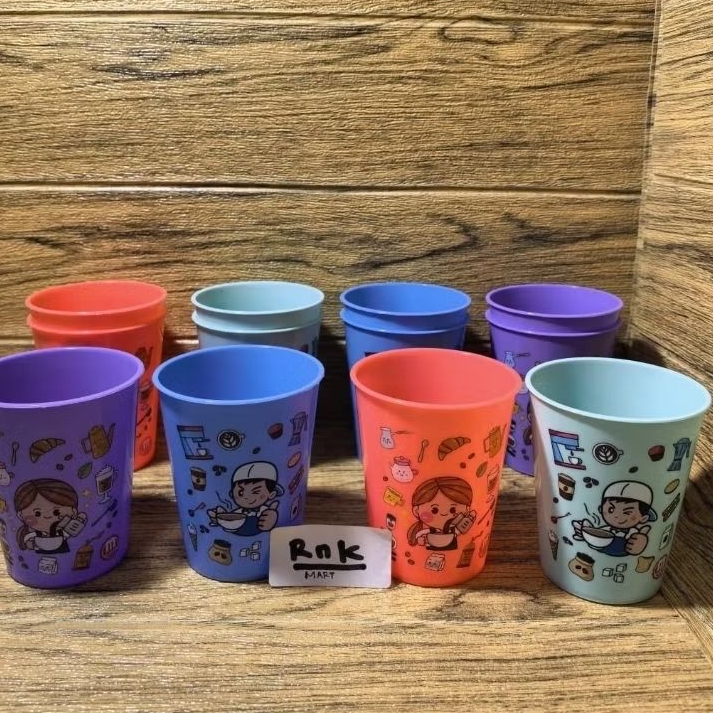 gelas gambar sunny/gelas plastik cantik/gelas warna warni (3 pcs)