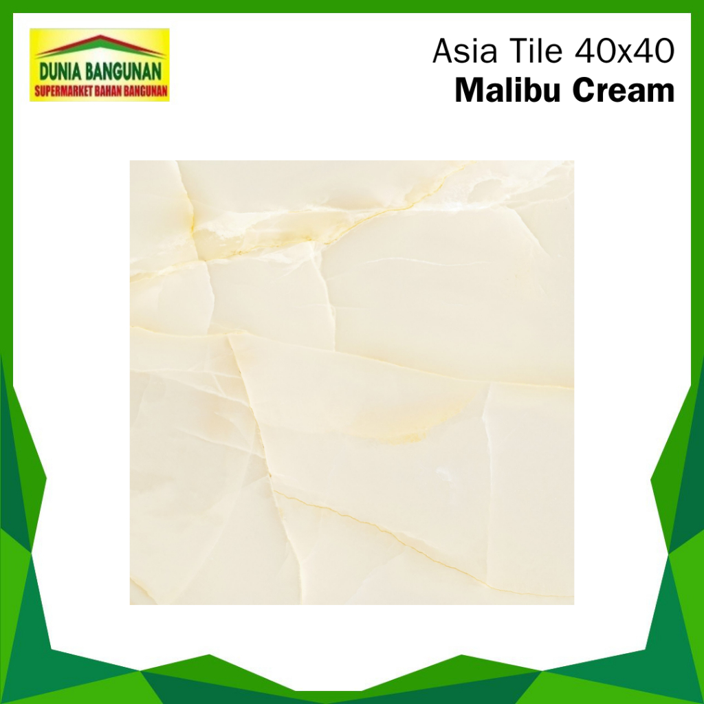 Keramik 40x40 Lantai Asia Tile Malibu Cream Keramik Lantai Glossy /Keramik Motif Marmer