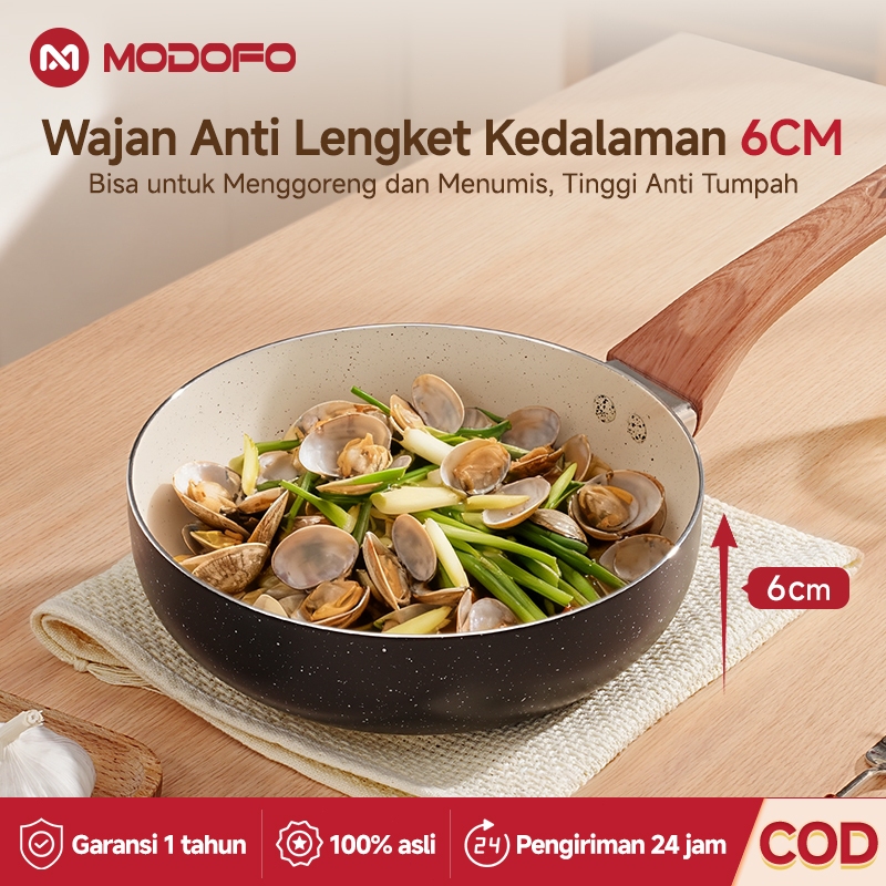 MODOFO Wajan Anti Lengket 20cm Granite Wajan Penggorengan Anti Lengket Panci Mpasi Bayi Kuali Anti L