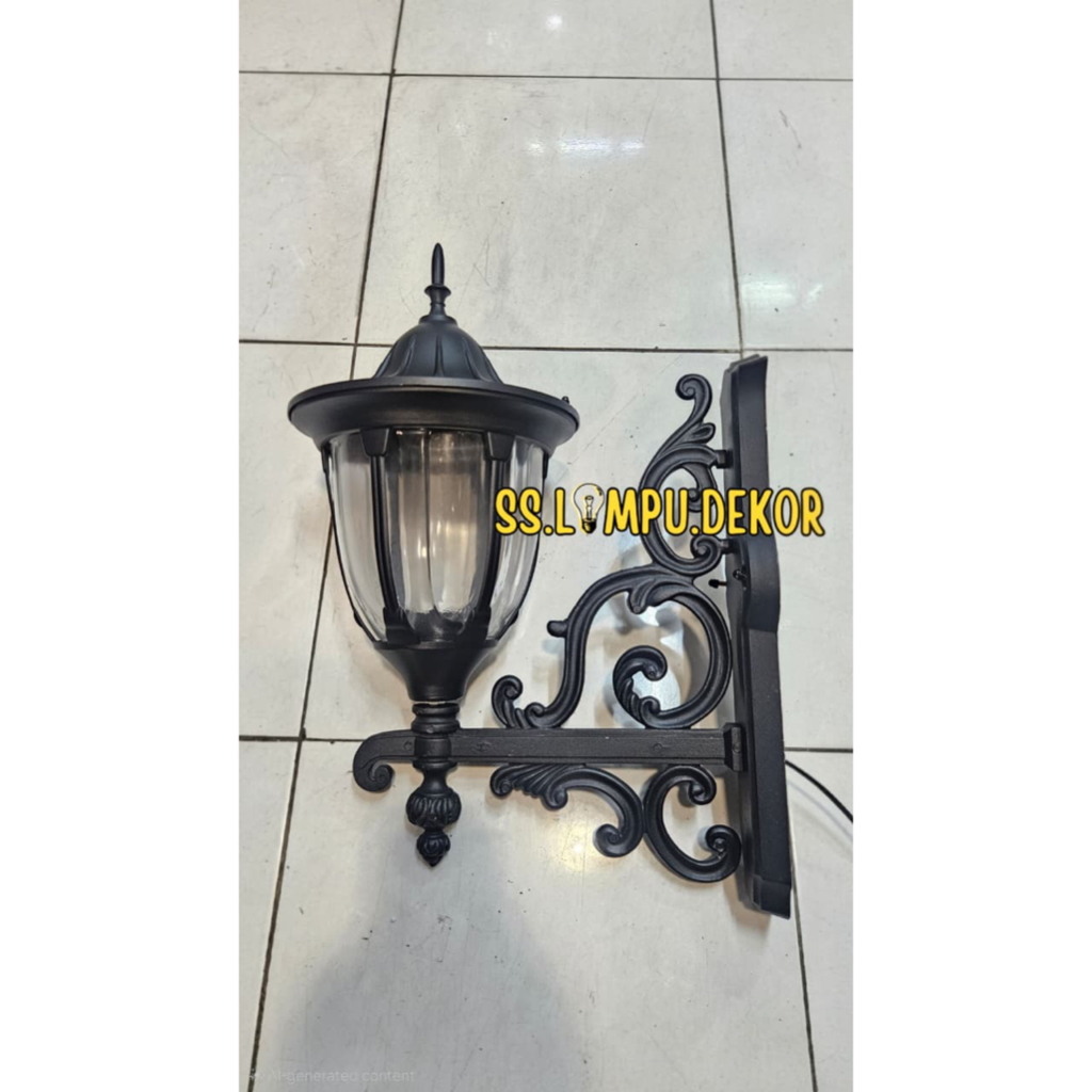 Lampu dinding outdoor hitam ukuran besar klasik modern mewah 50 cm