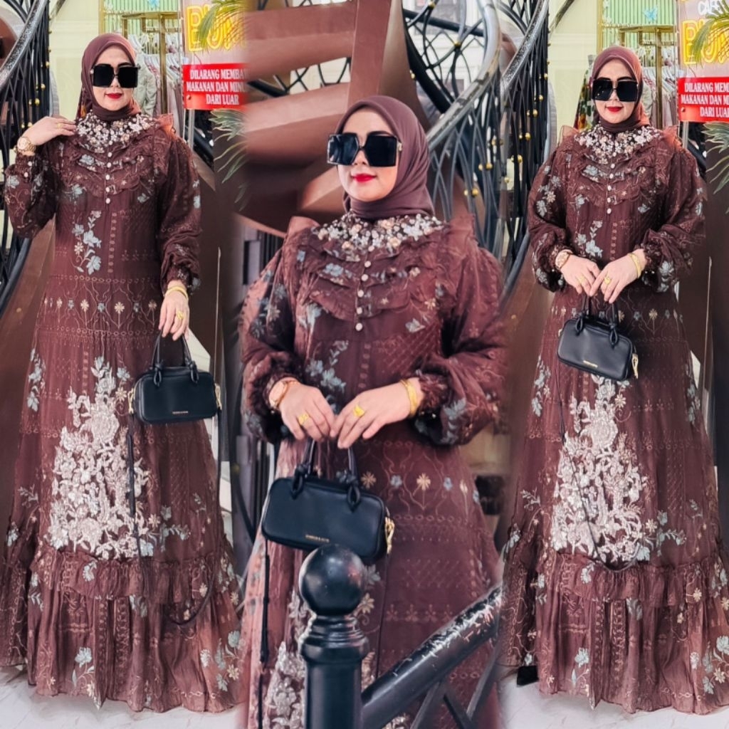 Zifa Fashion || Cod || Kayla Dress By Asopuroh || Gamis Set Hijab Model Terbaru Siap Kirim Ld 110cm 