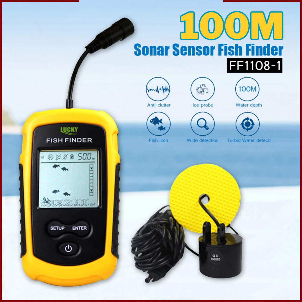 GO Detektor ikan laut 100M Alat Pelacak Ikan Sonar Fish Finder Cable Display - TL8