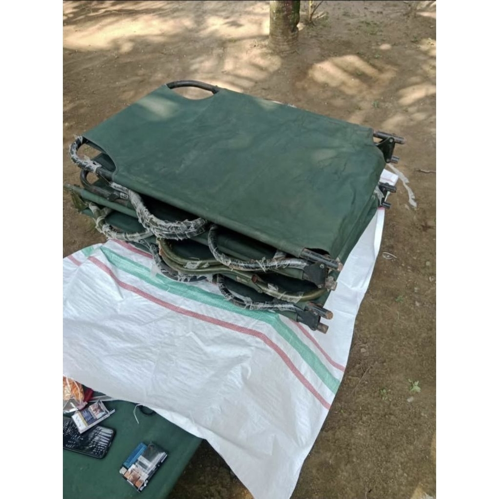 Velbed Tni, Ranjang Lipat Besi – Ranjang Tentara / Folding Bed Kanvas Kuat untuk Camping