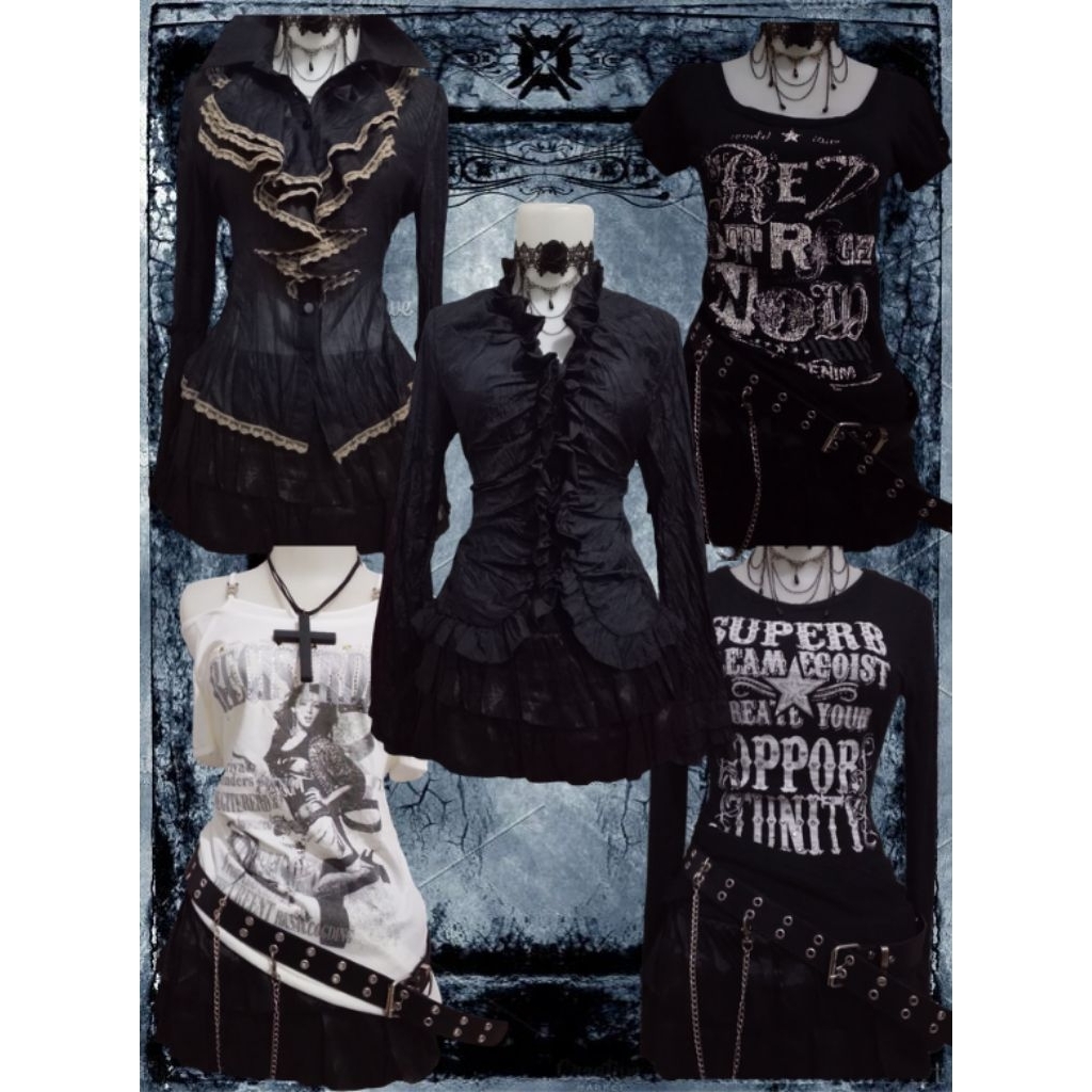 Atasan gadis gotik, atasan gadis Halloween, peri gelap, vampire,atasan bergaya tahun 2000