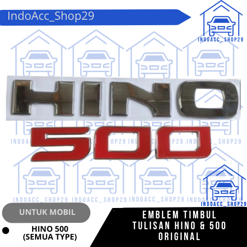 Emblem Hino 500 timbul chrome sudah ada prekatnya / emblem hino 500 / Emblem logo Hino 500 / Hino