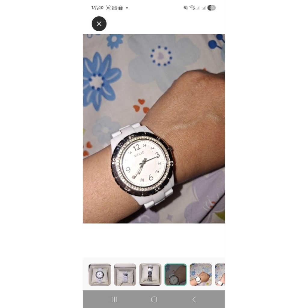 Jam tangan relic ceramic preloved putih permata