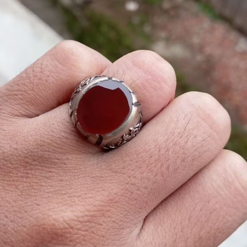 Cincin batu akik yaman ahmer natural