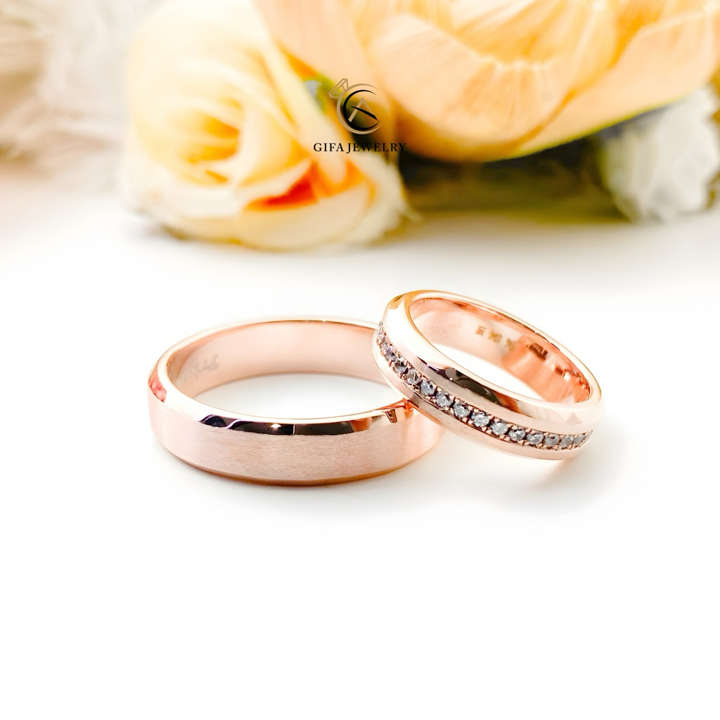 Gifa Jewelry Cincin Kawin Rose Gold Couple Cincin Sepasang Gf82