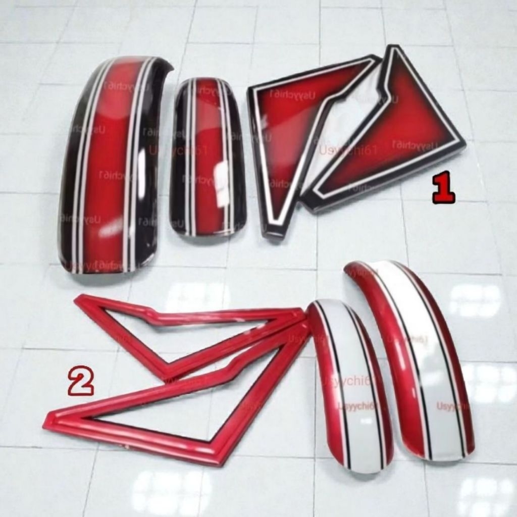 Spakbor Slebor SET & Cover Tutup Bok Aki Accu Samping Cat Motor Vixion Old Custom Merah Putih