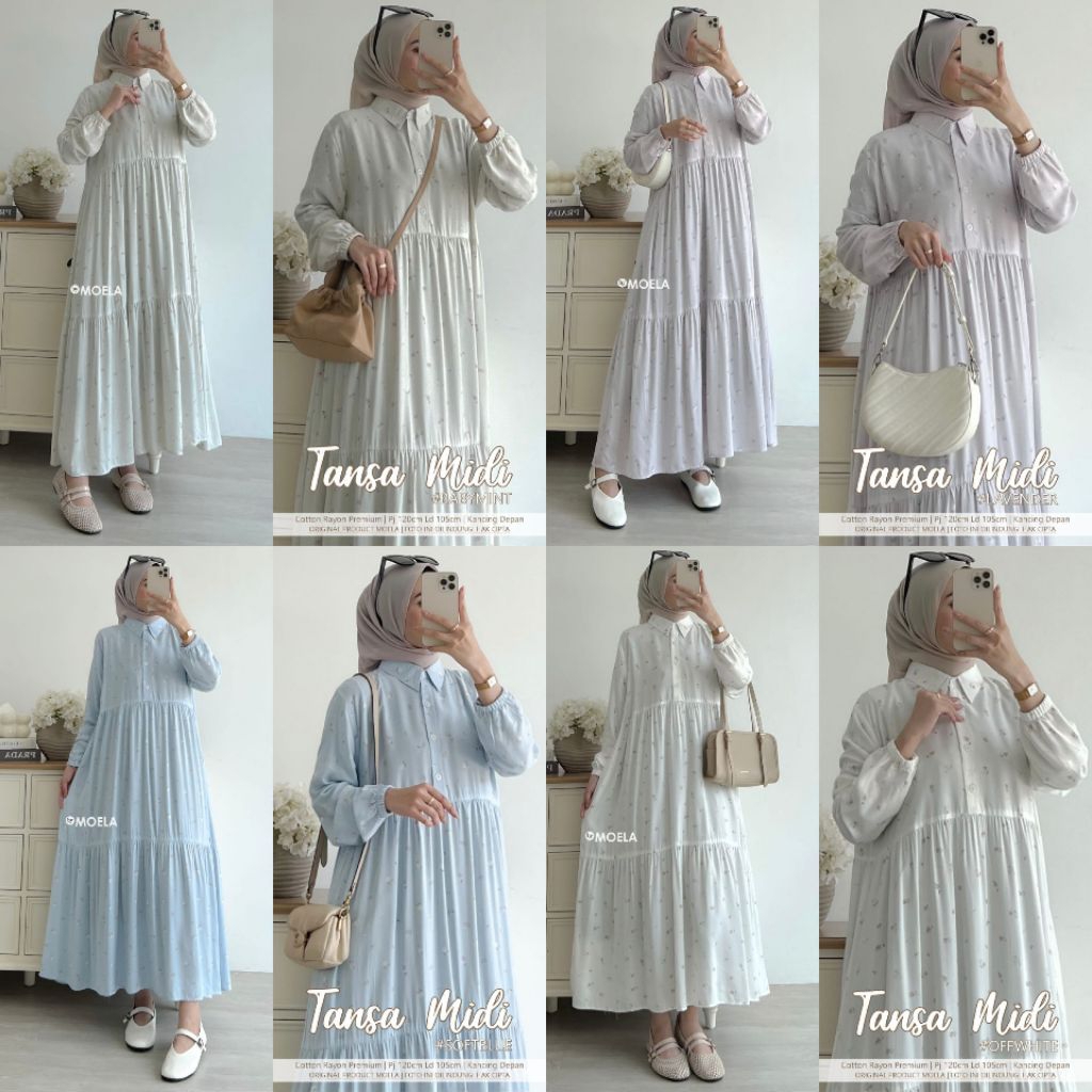 Tansa Midi Dress Gamis Jumbo Allsize Premium Catton Rayon Original Ori Moela Berlabel