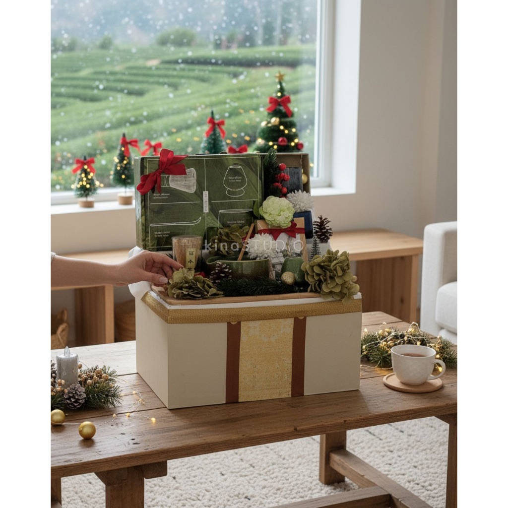 Hampers Natal Premium, Parcel Natal Premium Matcha Set, Parcel Natal Mesin Kopi Kapsul, Parcel Natal