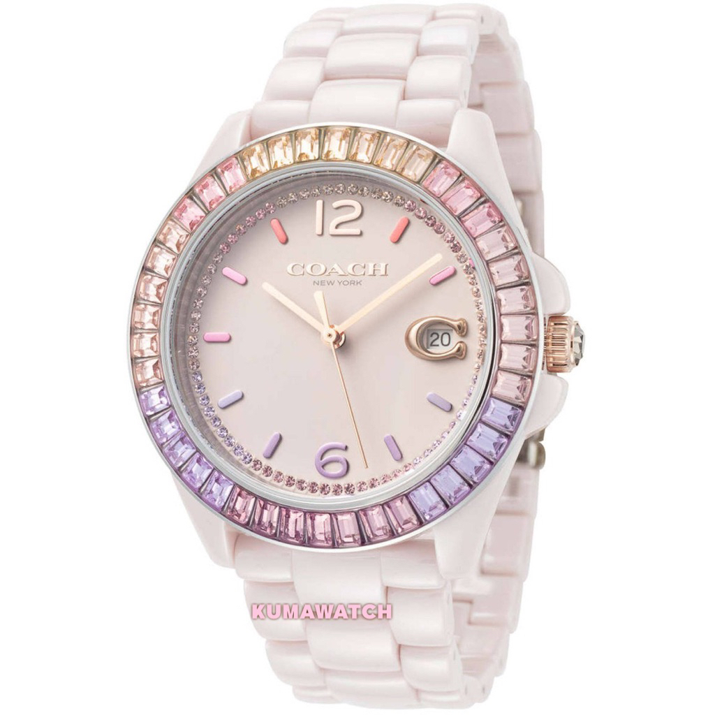 [EXCLUSIVE] Coach Women's Watch Greyson Quartz Pink Dial Pink Ceramic Bracelet
