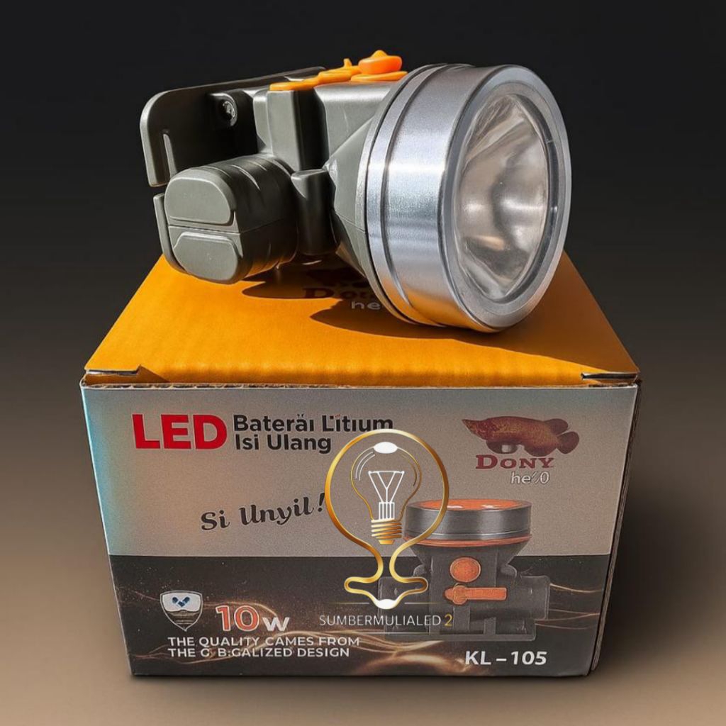 Dony Senter Kepala KL-105 10W Si Unyil  | Kemasan Baru | Cahaya Putih / Kuning | HeadLamp 10 Watt | 