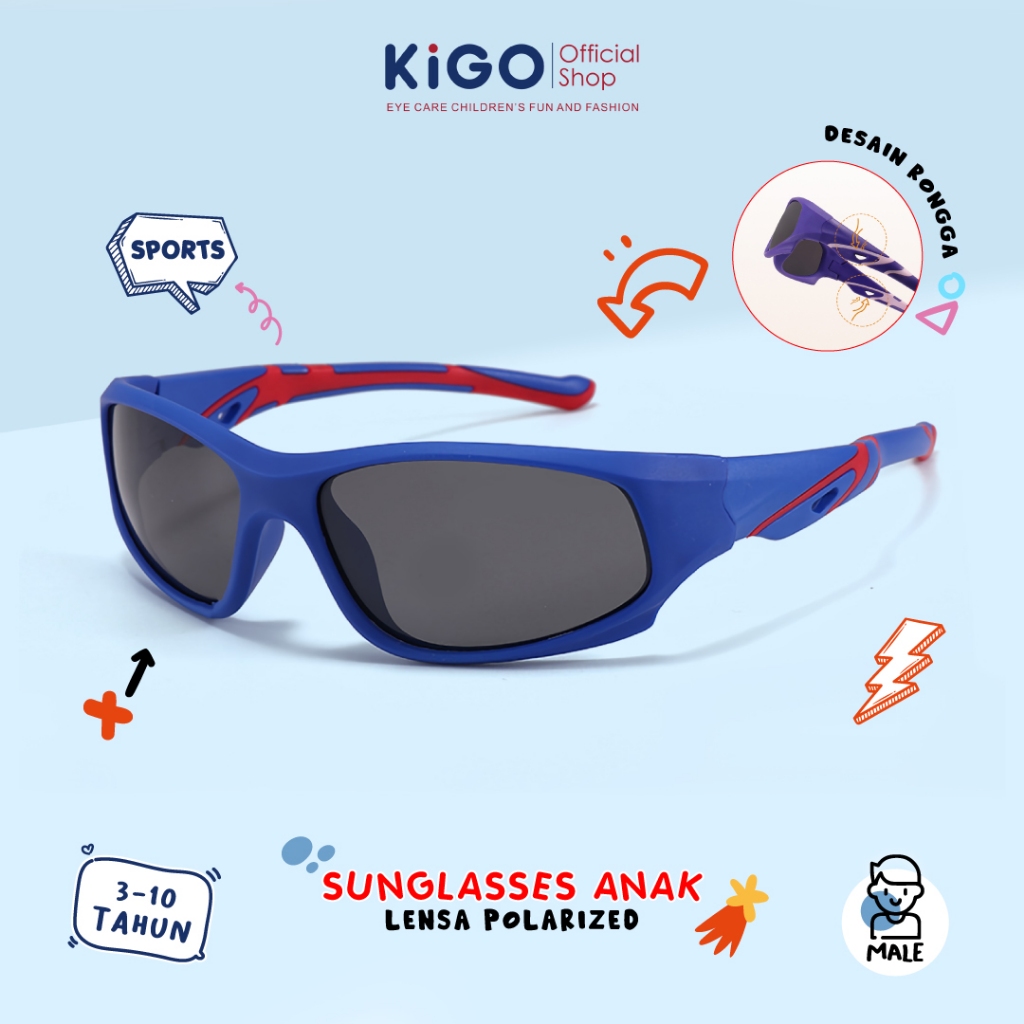 KIGO Kacamata Anak Sport Series Sunglasses Polarized Anti Uv Quality Materials Elastic Glasses S706
