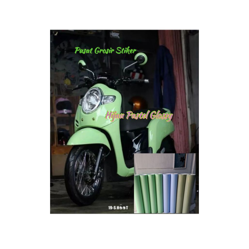 Sticker Sekotlet Hijau Pastel Glossy Stiker Scootlite Motor Warna Hijau Pastell Doff Stiker Skotlet 