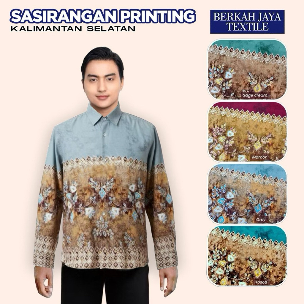 1/2 Meter Kain Batik Sasirangan Printing Etnik Banjar Kalsel Pria Wanita Unisex Bahan Semi Sutera