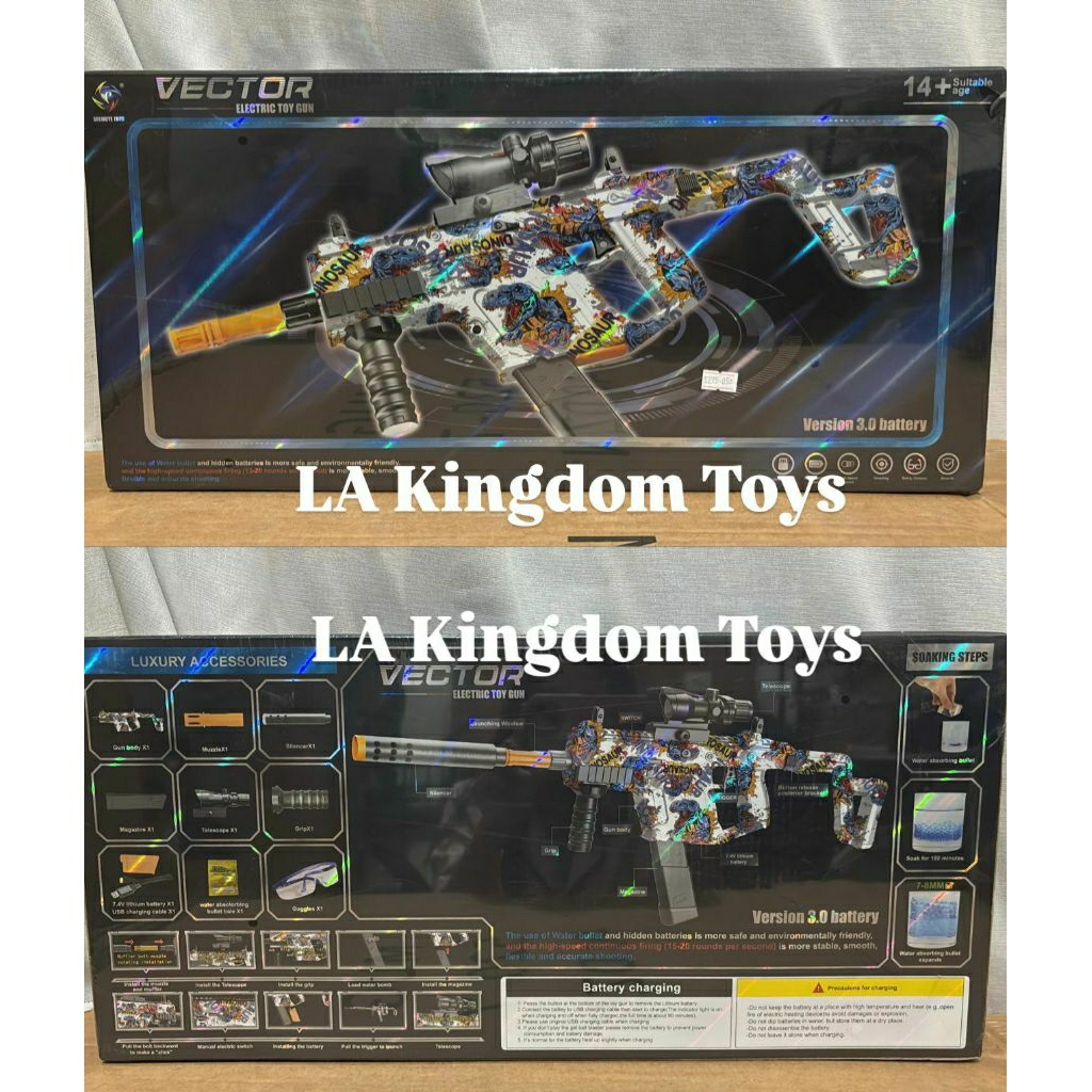 Electric Gun Vector / Mainan Anak Tembakan Watergel Electric Vector Baterai Charge Toy