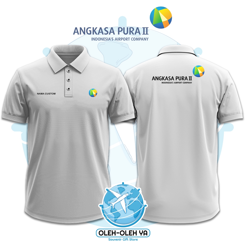 Oleh Oleh Ya Kaos Kerah Wangki Polo Shirt Kaos Kerja Wangki - Angkasa Pura II - Sablon DTF Bordir O2