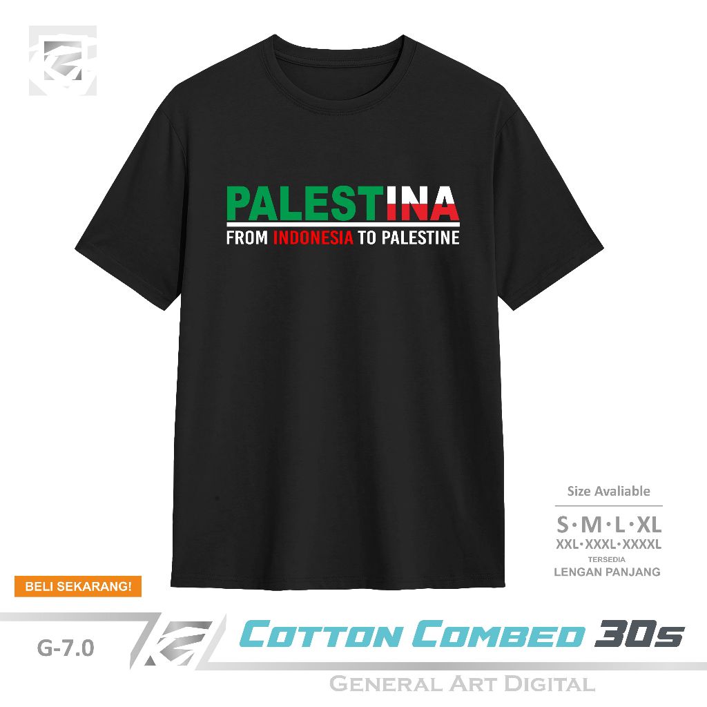 Baju Kaos Palestina From Indonesia T-Shirt Pria Wanita Kaos Palestina