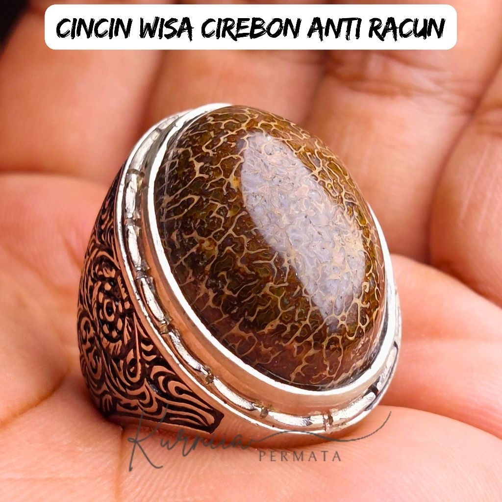 Cincin Batu Wisa Anti Racun Asli Natural Cirebon Rings Akik Alpaka Super Mewah Elegan