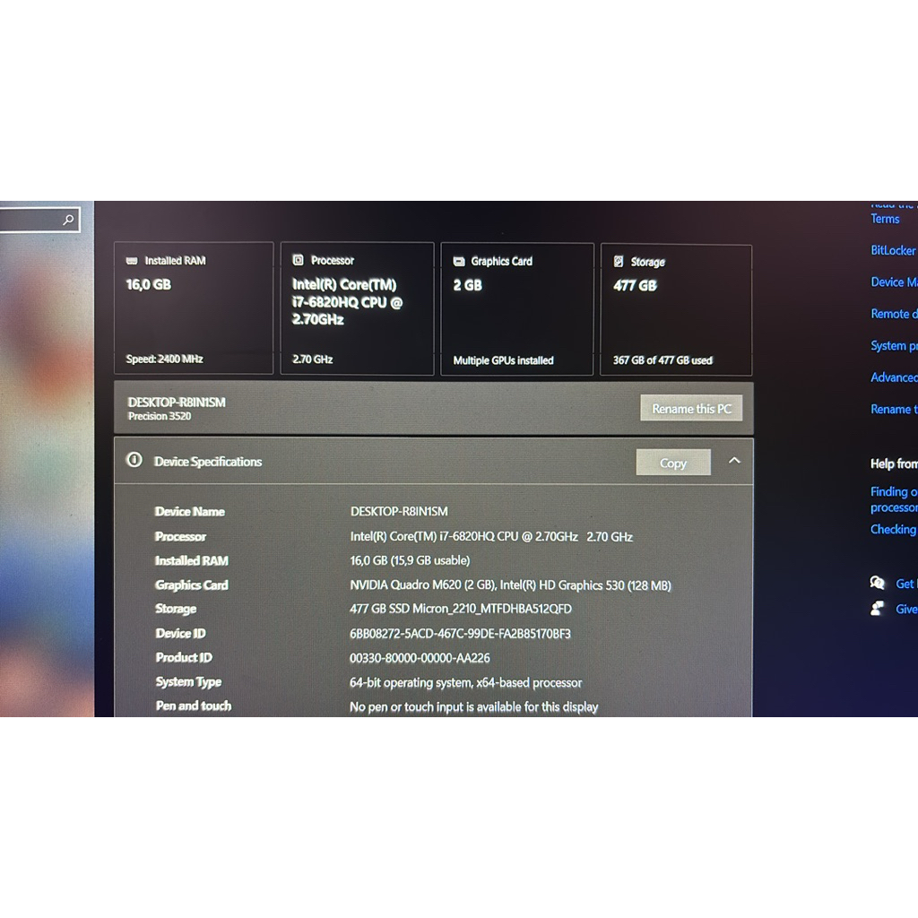 DELL PRECISION 3520 – WORKSTATION PROFESIONAL