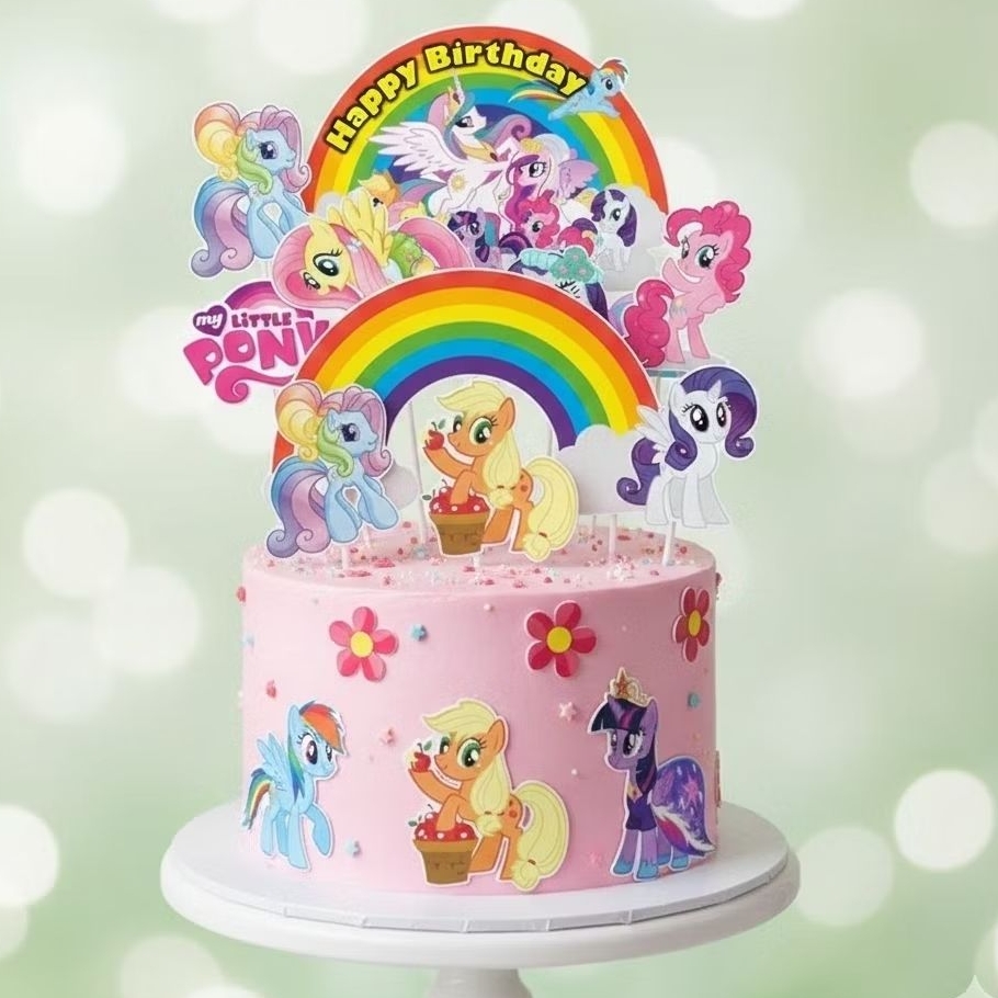 Topper KUDA PONY | Hiasan Kue LITTLE PONY Custom Nama | Topper Tusuk KUDA PONY