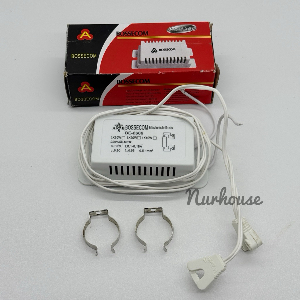 Ballast Elektronik TL BOSSECOM BE-6606 travo untuk Lampu Neon 10W/20W/40W