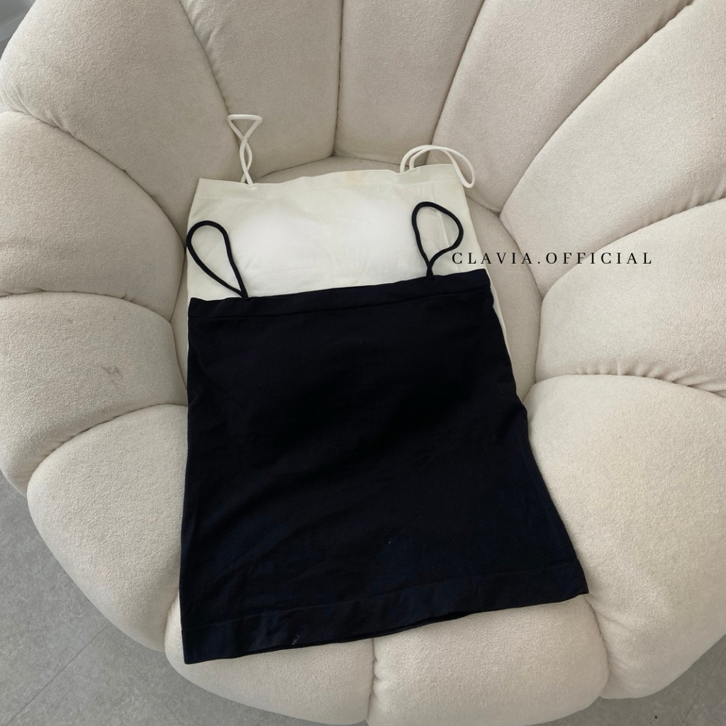 CLAVIA - Tanktop Polos | Tank Top Bra Basic Wanita Panjang / Tanktop Square Tali Spaghetti Premium