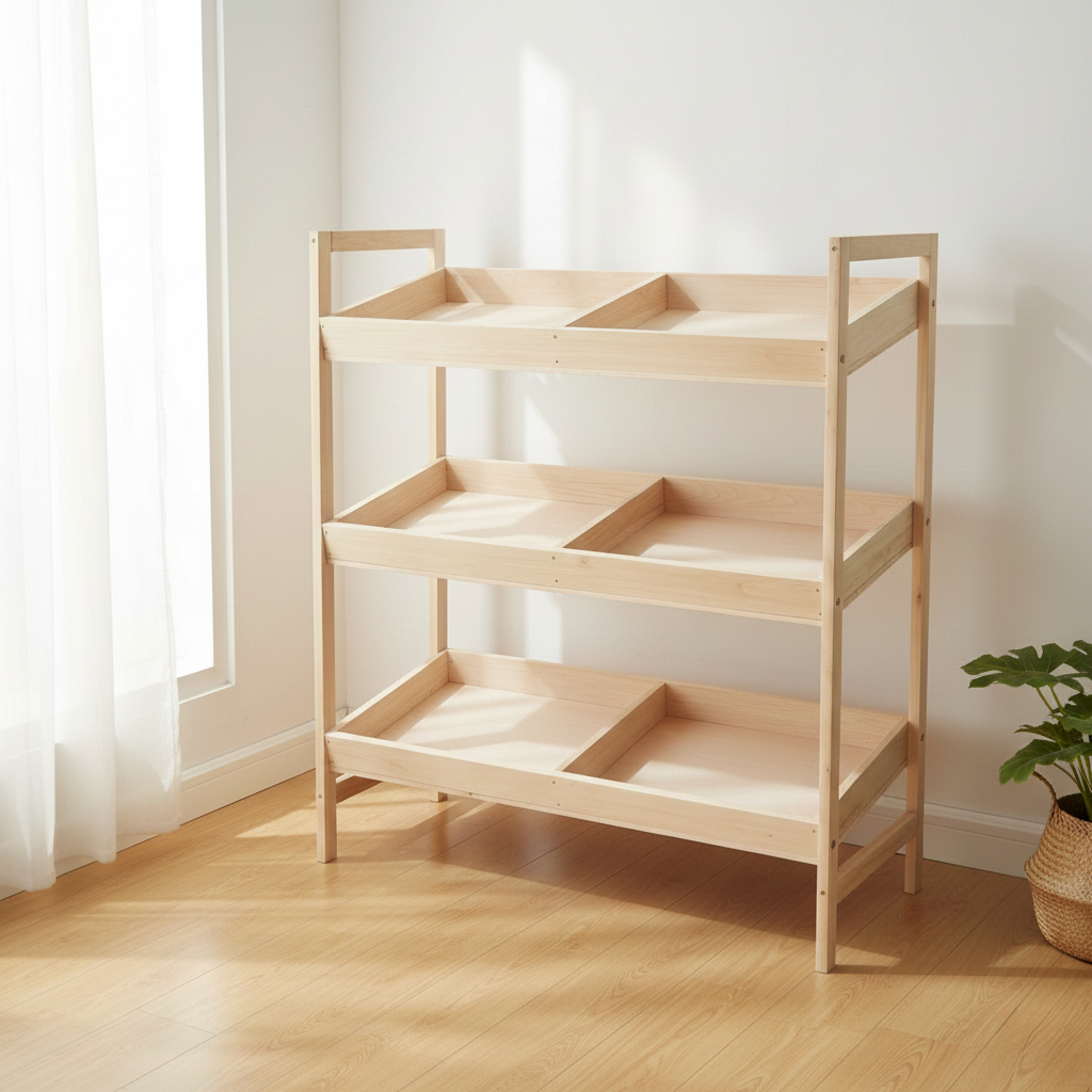 Rak Dapur Kayu Susun Serbaguna Rak Buah Sayur Kayu Estetik Rak Bumbu Minimalis