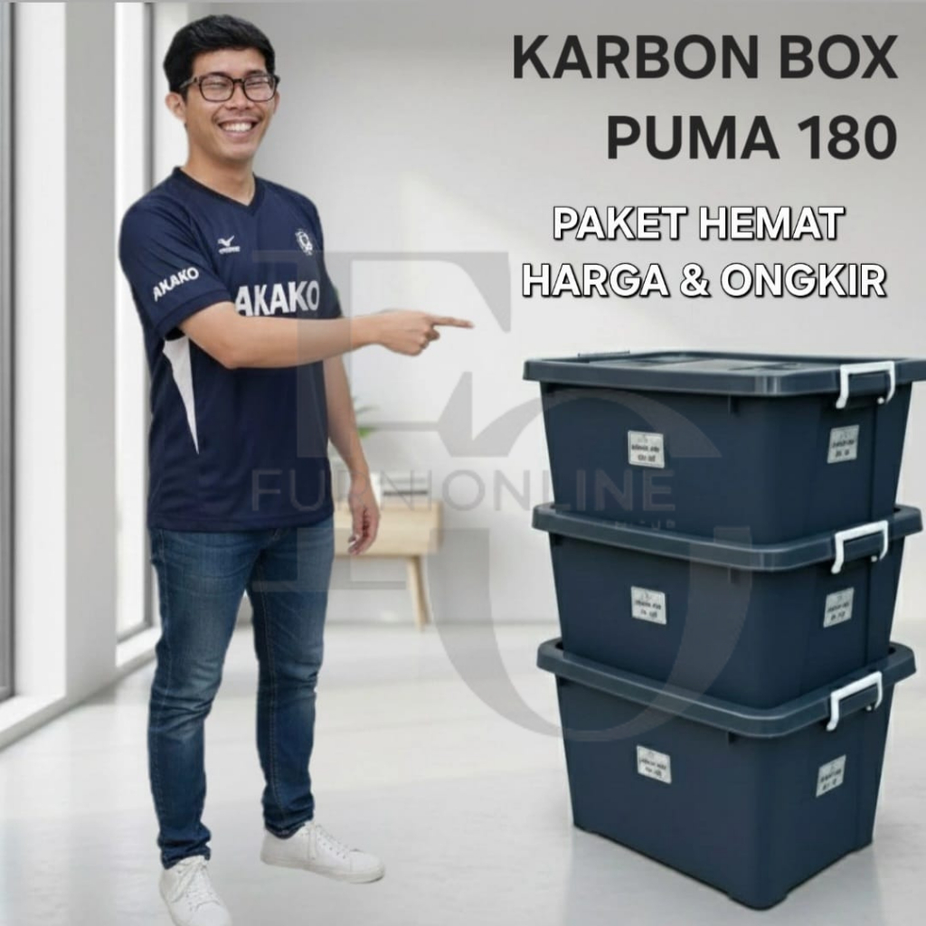 Kontainer Box Plastik Hitam Jumbo Besar Roda Karbon Box