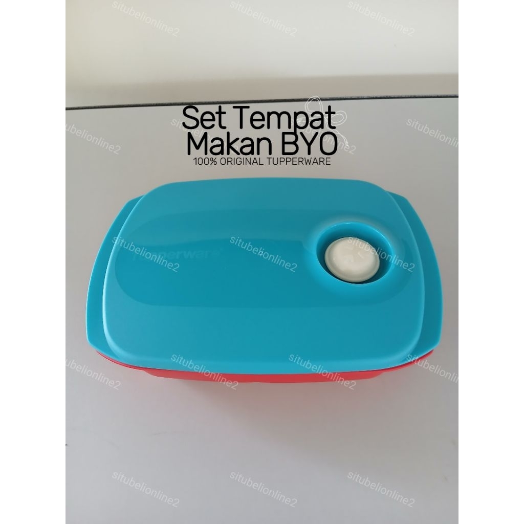 Set Tempat Makan BYO Tupperware Original - Merah Biru -