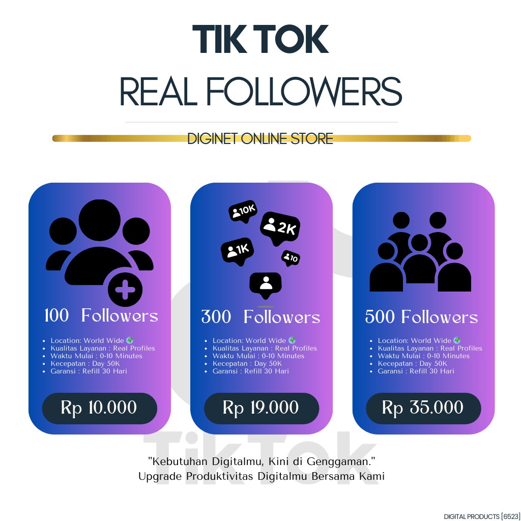 Tiktok Real 1K-5K Followers | Followers Aktif | Real Akun - BERGARANSI