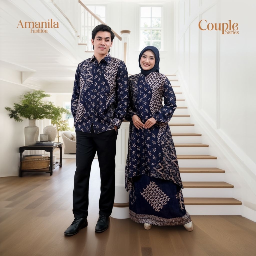 ALAZZA- BATIK PREMIUM KEMEJA COUPLE/SET BATIK dobby sutra viscose couple full trikot/seragam kondang