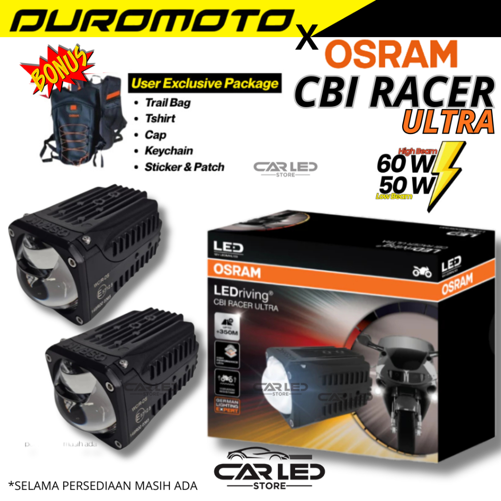 Duromoto X Osram CBI Racer Ultra Lampu Foglamp Led Motor Mini Biled Waterproof Tahan Air 50 Watt