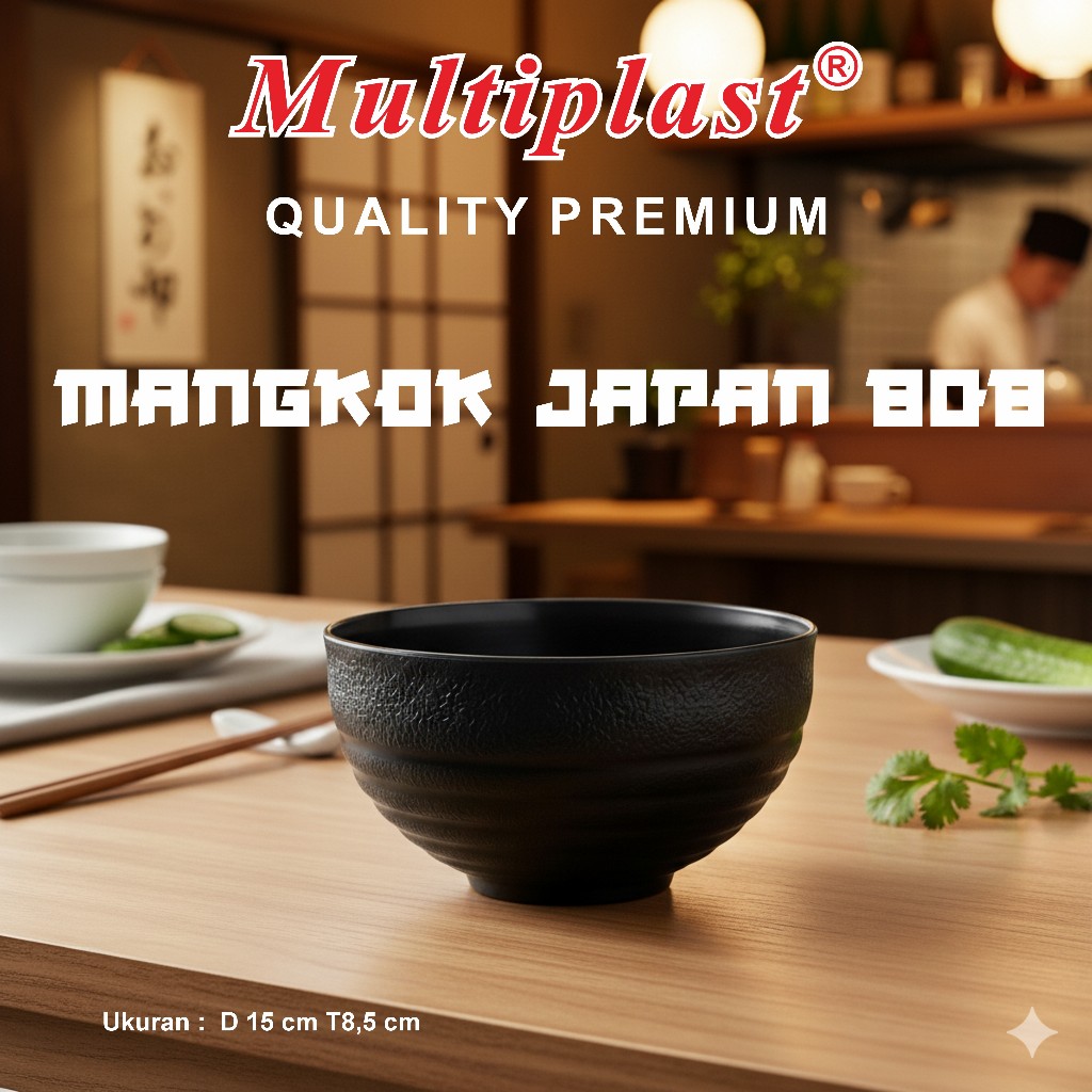 12 Pcs Mangkok Plastik Mangkok Ramen Mangkok Bakso JAPAN 808 Hitam