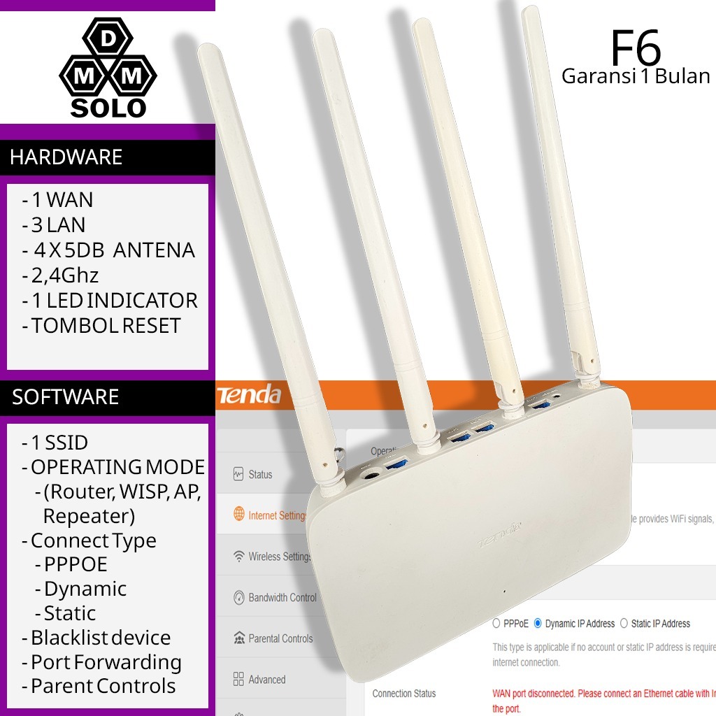 Tenda F6 Router Wifi Second