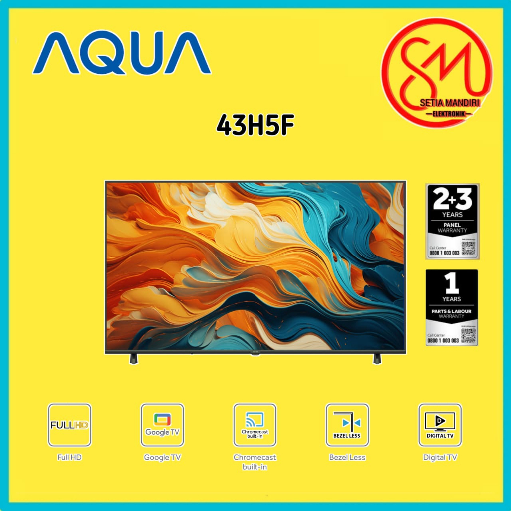 AQUA Smart Google TV 43 & 50 Inch 4K FHD HDR Digital DVB-T2 Netflix Youtube 50H5F I 43H5F