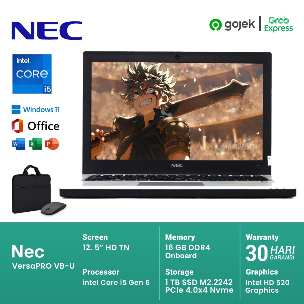 Laptop Nec VersaPro VB-U Core I5 Gen 6 Ram 16gb Ssd 512gb | Laptop Grade A | Bonus Tas Mouse Wireles