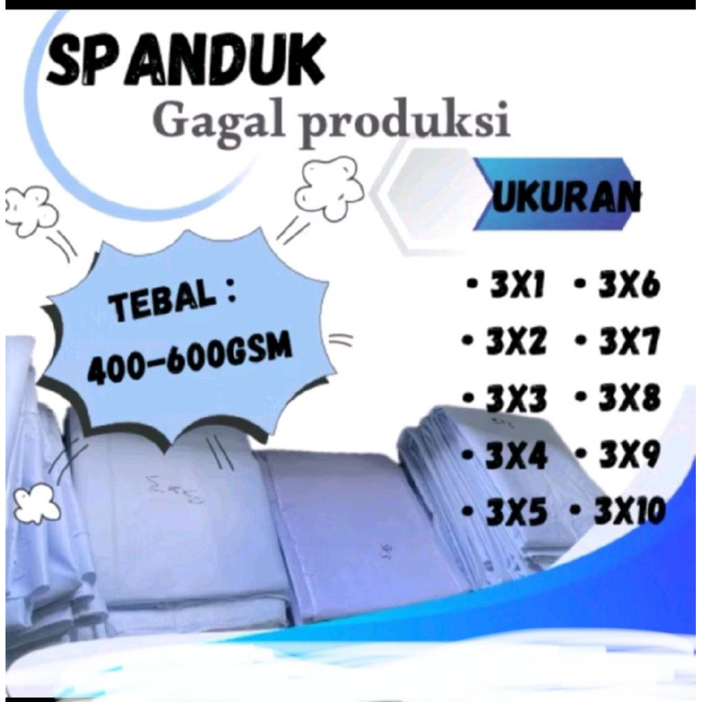 BANNER / SPANDUK PUTIH POLOS UKURAN 3 x 2 - 3 x 10