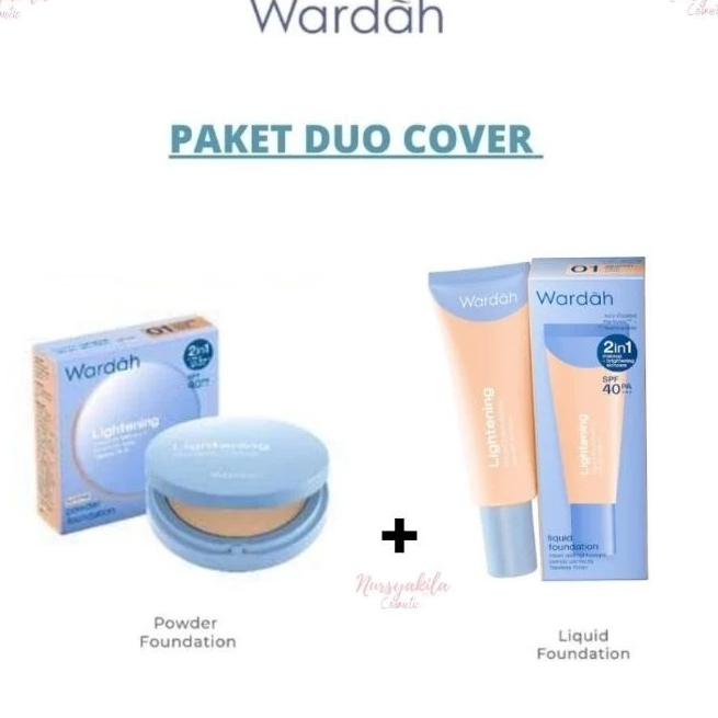 Wardah Lightening Foundation 15 ML + Bedak Padat - Alas Bedak | Powder Foundation PAKET WARDAH