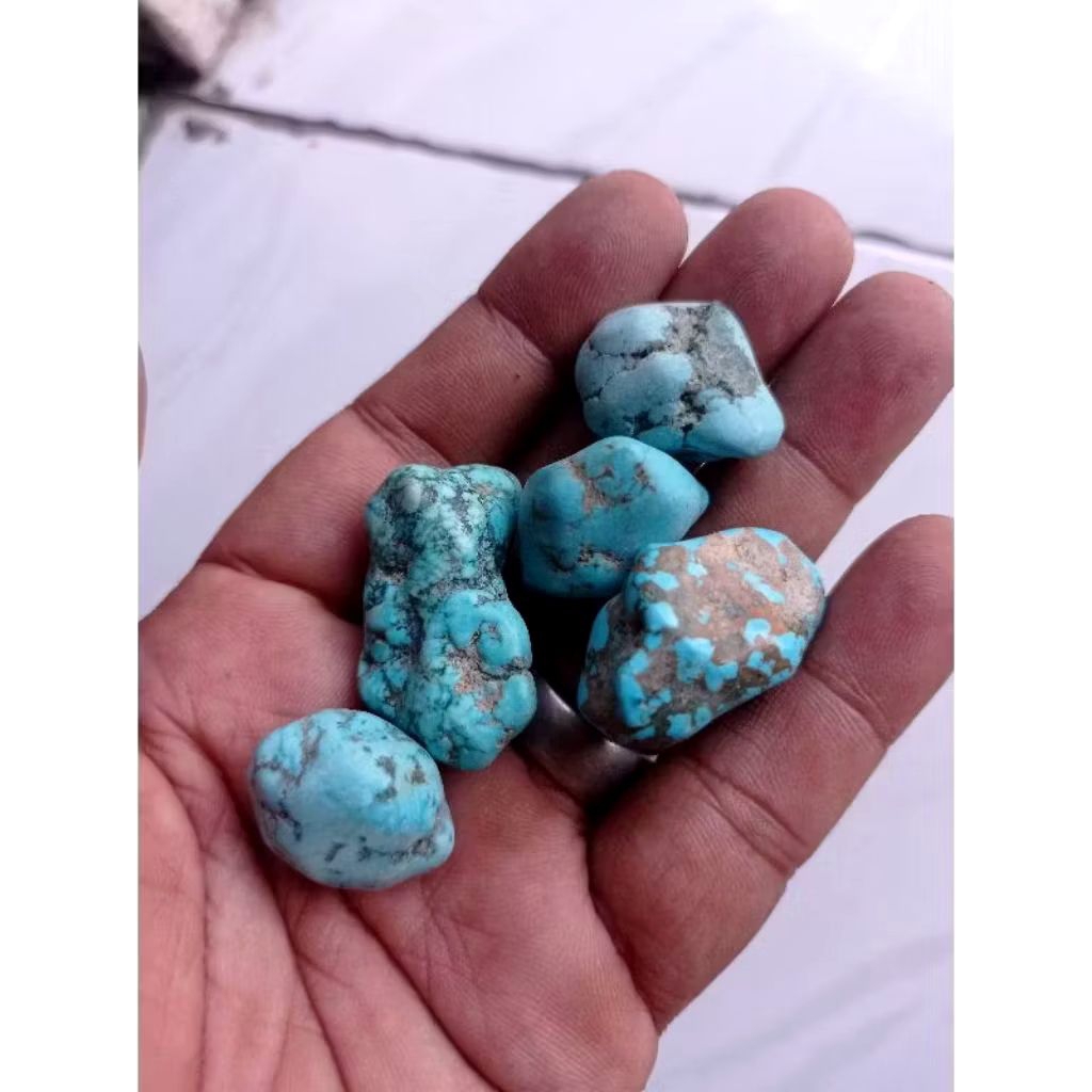 Batu Bongkahan Pirus Tibet Natural Garis-Garis