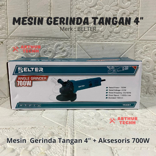 BELTER YK8061 Mesin Gerinda Tangan Listrik 4" + Aksesoris 700W | Mesin Gerinda Tangan Listrik Multif