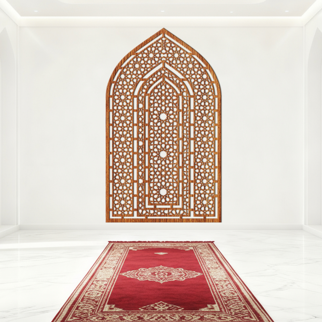 Hiasan dinding Mihrab masjid / mushola kaligrafi Islami Kubah Aesthetic